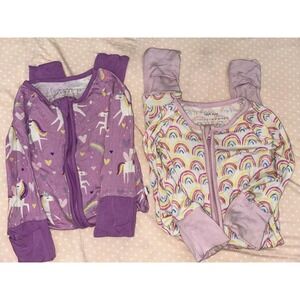 Little Sleepies Zippy Bundle 0-3 Months Unicorn Rainbow Bamboo Play Condition